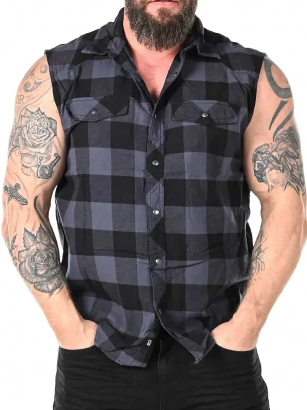 Checkshirt Sleeveless Skjorte - Sort/Gra^Urban Classics Discount