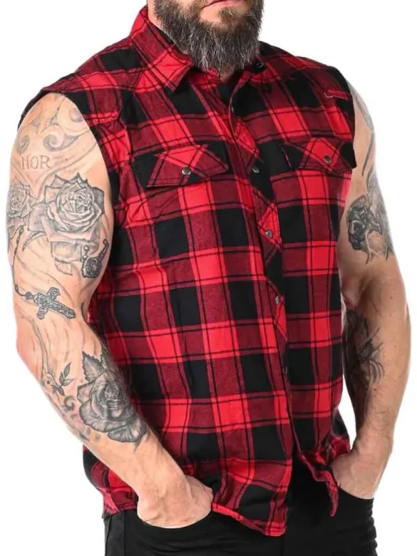 Checkshirt Sleeveless Skjorte - Rod/Sort^Urban Classics New