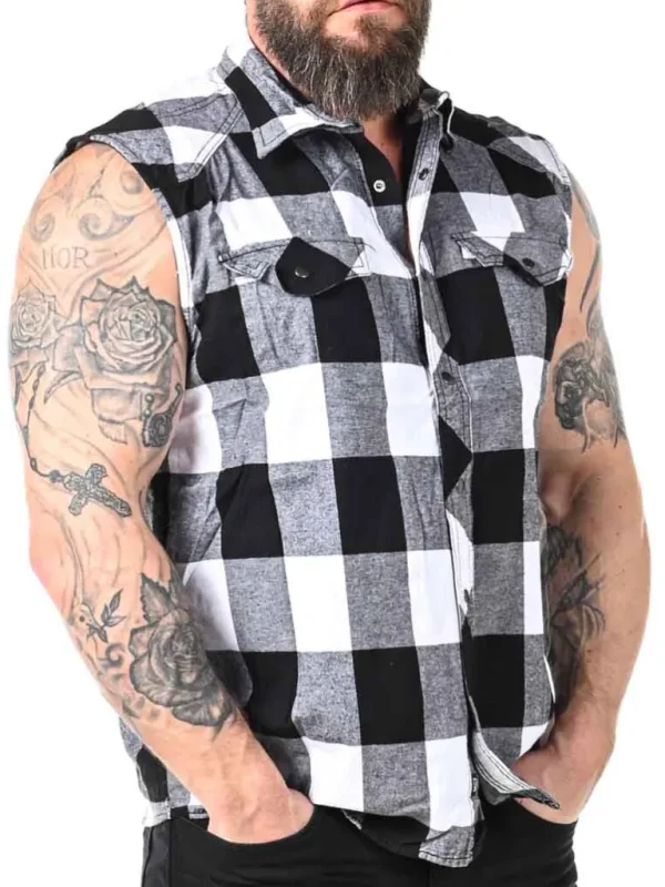 Checkshirt Sleeveless Skjorte - Hvid/Sort^Urban Classics Sale