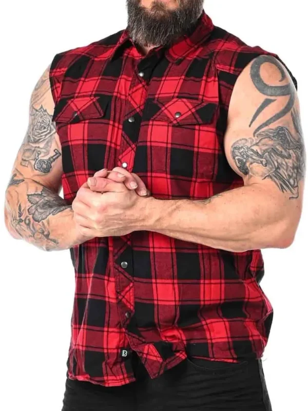 Checkshirt Sleeveless Skjorte - Rod/Sort^Urban Classics New