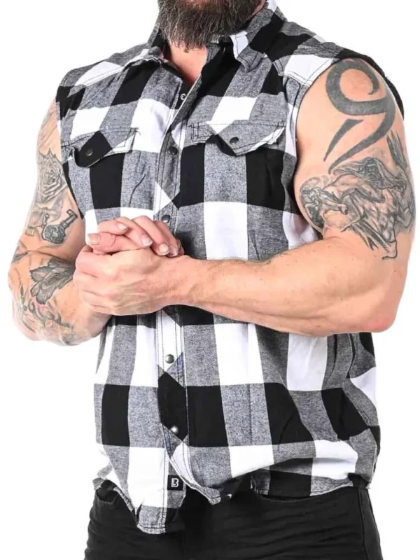 Checkshirt Sleeveless Skjorte - Hvid/Sort^Urban Classics Sale