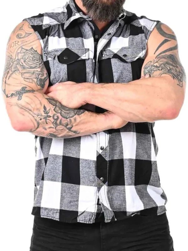 Checkshirt Sleeveless Skjorte - Hvid/Sort^Urban Classics Sale