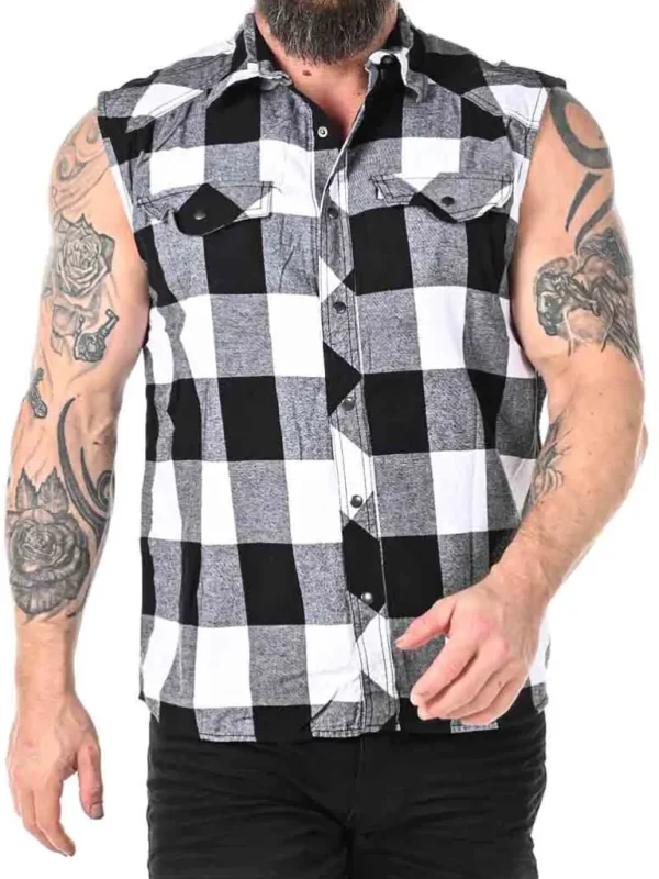 Checkshirt Sleeveless Skjorte - Hvid/Sort^Urban Classics Sale