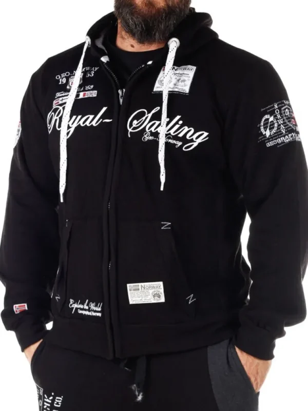 Fighter Geo Norway Zip Hoodie - Sort^Geographical Norway Flash Sale