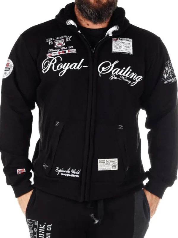 Fighter Geo Norway Zip Hoodie - Sort^Geographical Norway Flash Sale