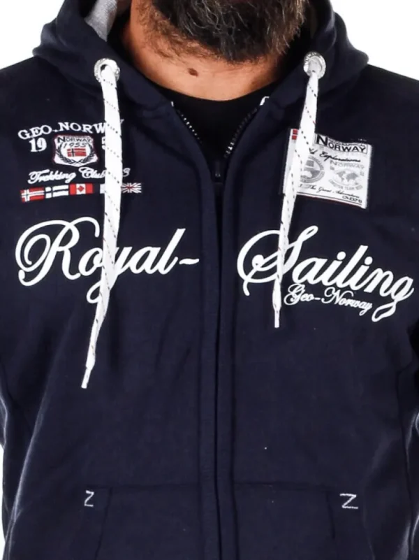 Fighter Geo Norway Zip Hoodie - Morkebla^Geographical Norway Fashion