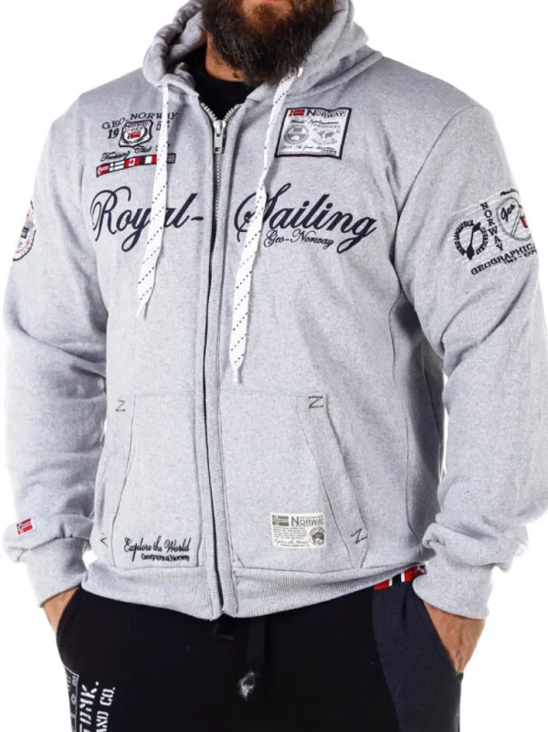 Fighter Geo Norway Zip Hoodie - Gra^Geographical Norway Outlet