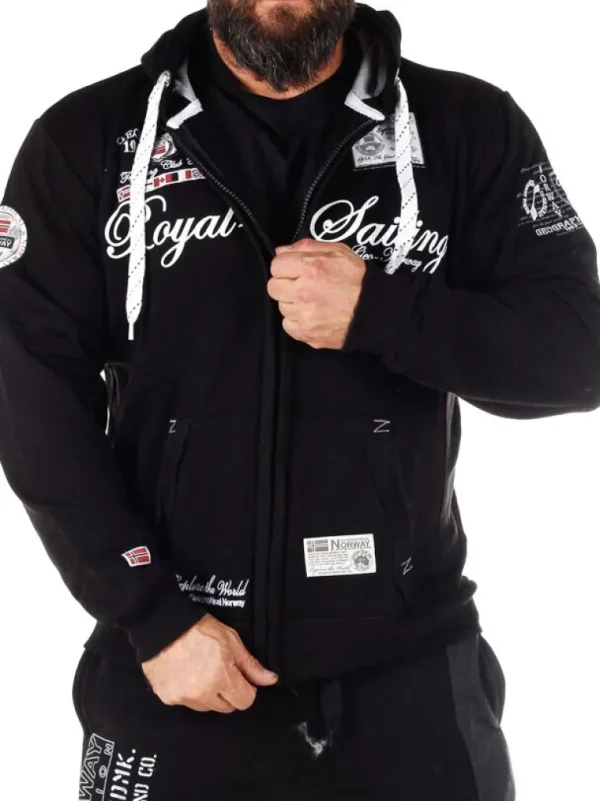 Fighter Geo Norway Zip Hoodie - Sort^Geographical Norway Flash Sale