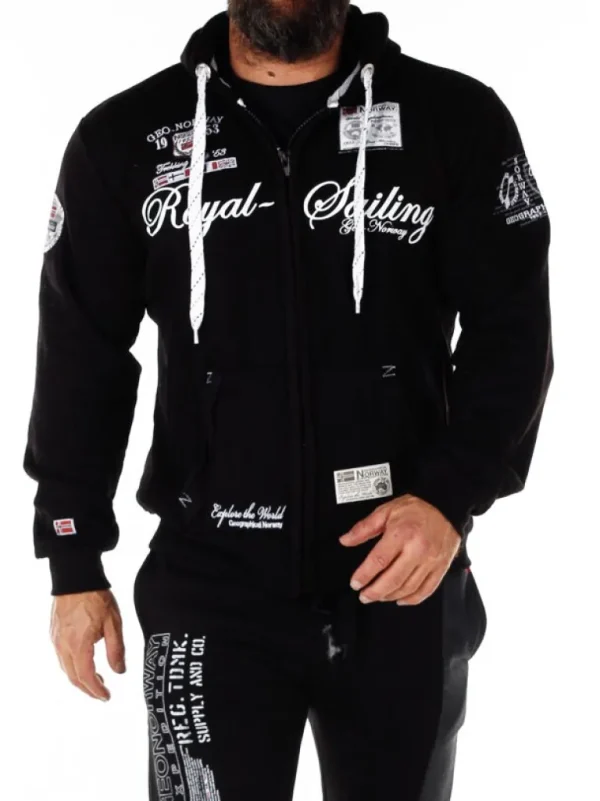 Fighter Geo Norway Zip Hoodie - Sort^Geographical Norway Flash Sale