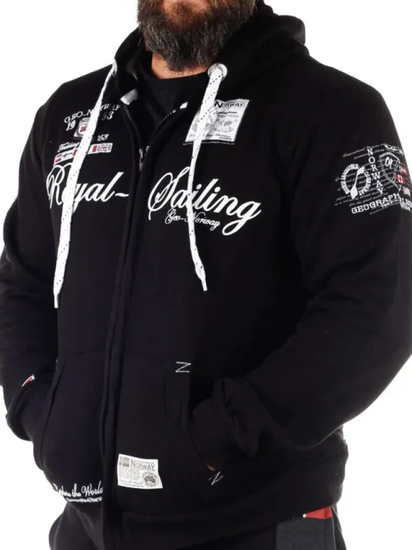 Fighter Geo Norway Zip Hoodie - Sort^Geographical Norway Flash Sale