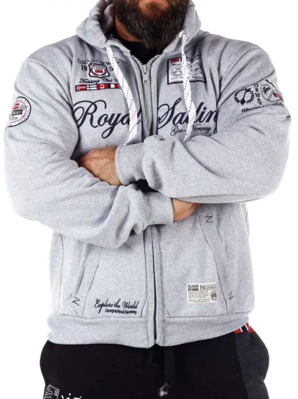 Fighter Geo Norway Zip Hoodie - Gra^Geographical Norway Outlet