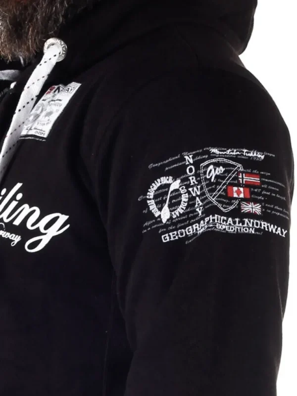 Fighter Geo Norway Zip Hoodie - Sort^Geographical Norway Flash Sale