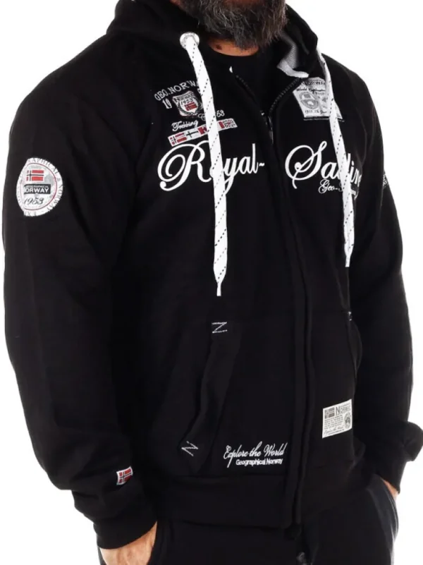 Fighter Geo Norway Zip Hoodie - Sort^Geographical Norway Flash Sale