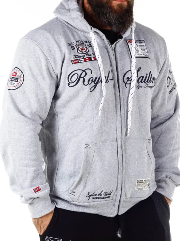 Fighter Geo Norway Zip Hoodie - Gra^Geographical Norway Outlet