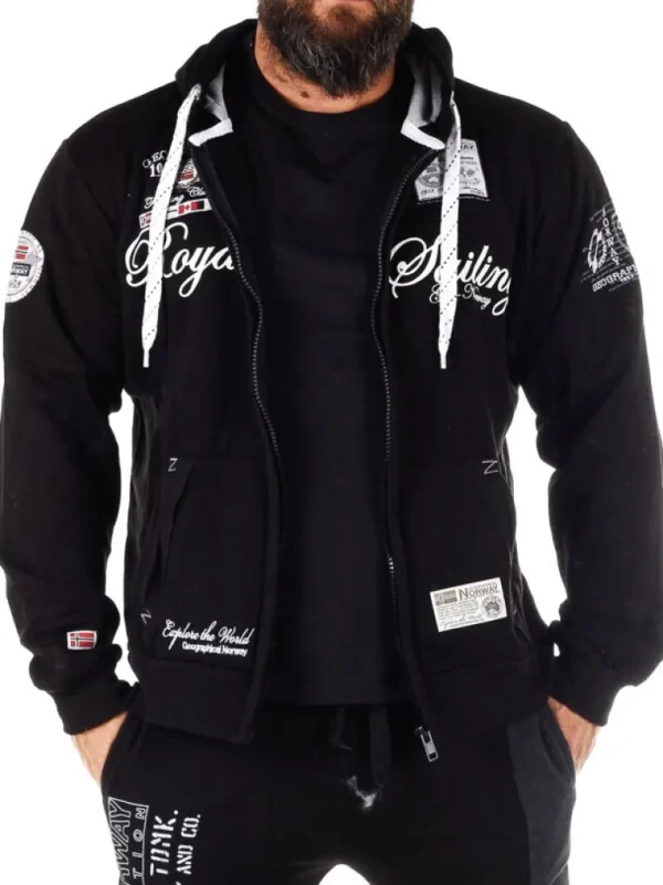 Fighter Geo Norway Zip Hoodie - Sort^Geographical Norway Flash Sale