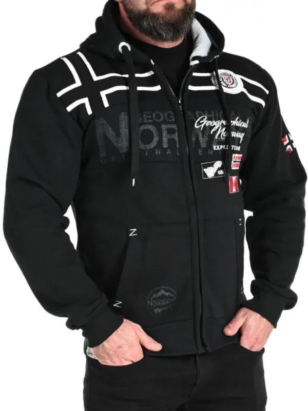 Garadock Geo Norway Zip Hoodie - Sort^Geographical Norway Best Sale