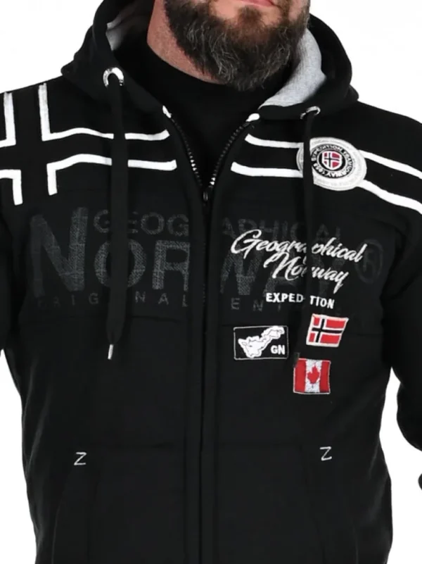 Garadock Geo Norway Zip Hoodie - Sort^Geographical Norway Cheap