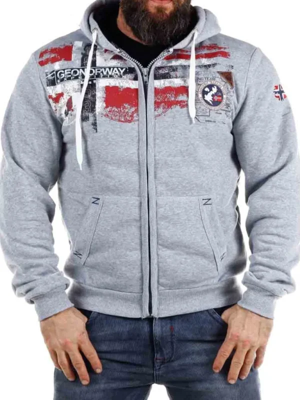 Genox Geo Norway Zip Hoodie - Gra^Geographical Norway Clearance