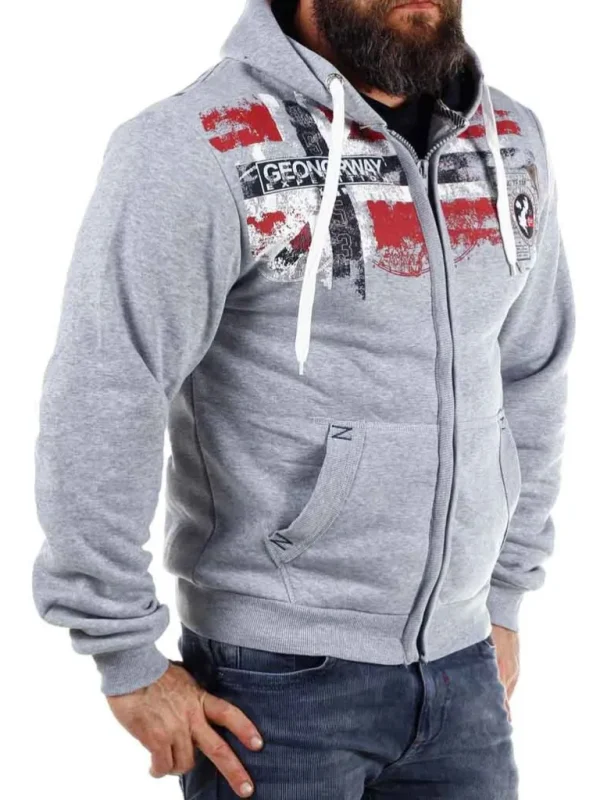 Genox Geo Norway Zip Hoodie - Gra^Geographical Norway Clearance