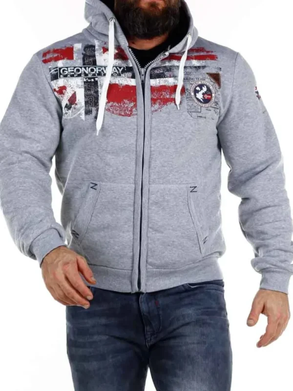Genox Geo Norway Zip Hoodie - Gra^Geographical Norway Clearance