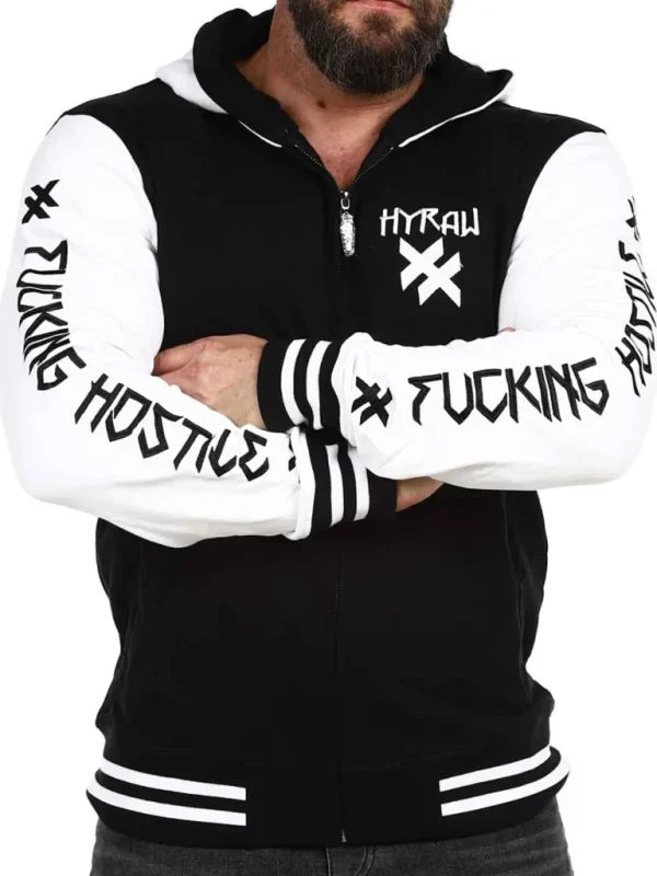 Hostile Collegejakke - Sort/Hvid^Hyraw Clearance