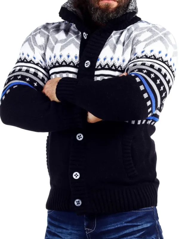 Nick Grizzly Cardigan - Sort/Bla^Carisma Outlet