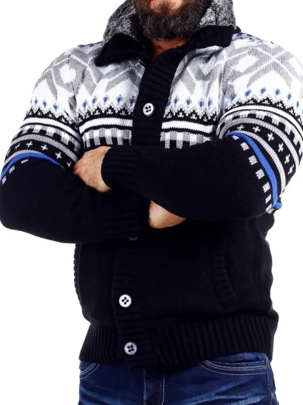 Nick Grizzly Cardigan - Sort/Bla^Carisma Outlet