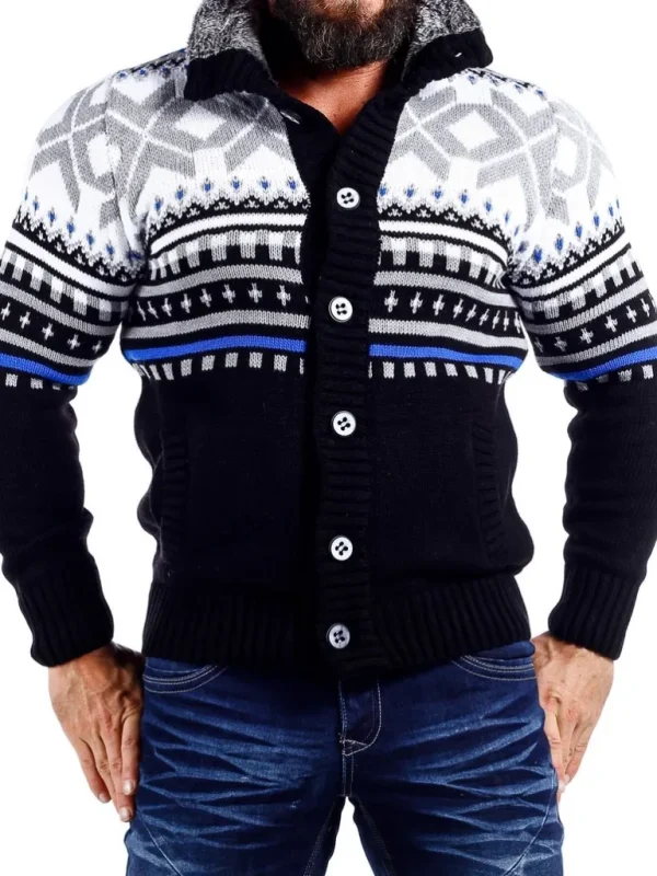 Nick Grizzly Cardigan - Sort/Bla^Carisma Outlet