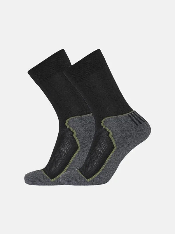 2-Pack Organic Wool Strømper - Sort/Gra^Dovre Online