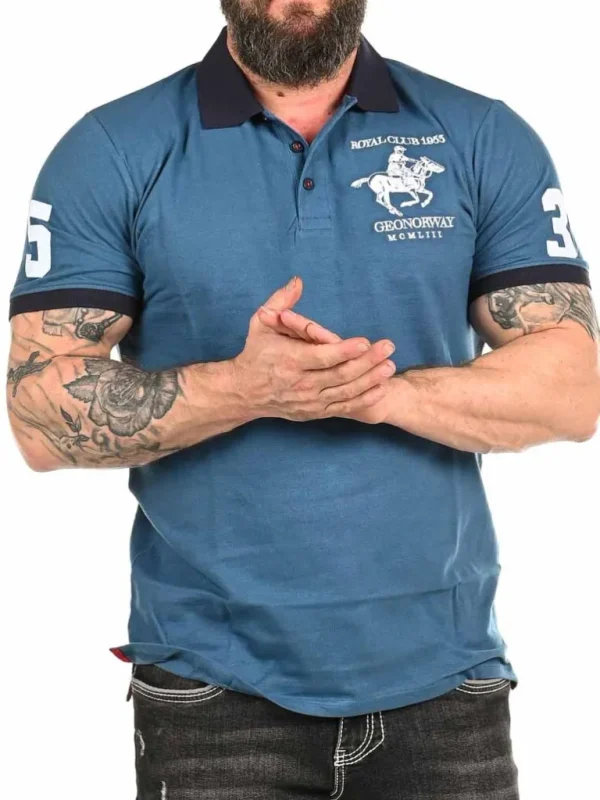 Polo Rider Geo Norway T-Shirt - Bla^Geographical Norway Flash Sale