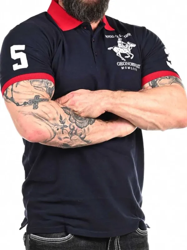 Polo Rider Geo Norway T-Shirt - Morkebla^Geographical Norway Outlet