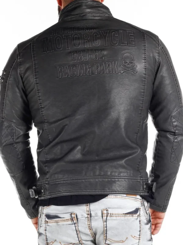 Racing Park Pu Skindjakke - Morkegra^Cipo & Baxx Fashion