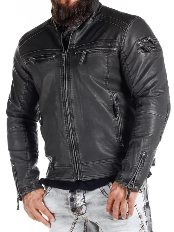 Racing Park Pu Skindjakke - Morkegra^Cipo & Baxx Fashion