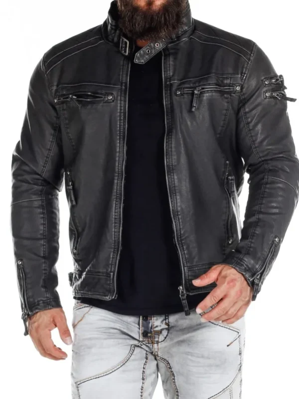 Racing Park Pu Skindjakke - Morkegra^Cipo & Baxx Fashion