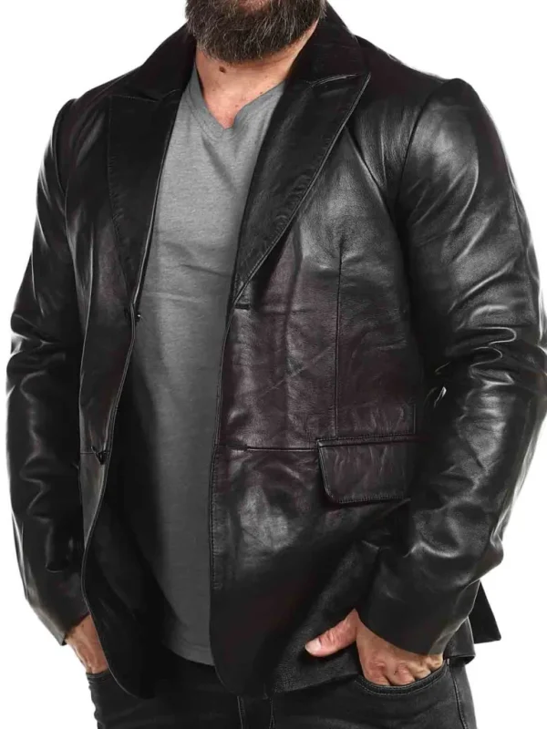 Rd Leather Blazer - Sort^* Discount