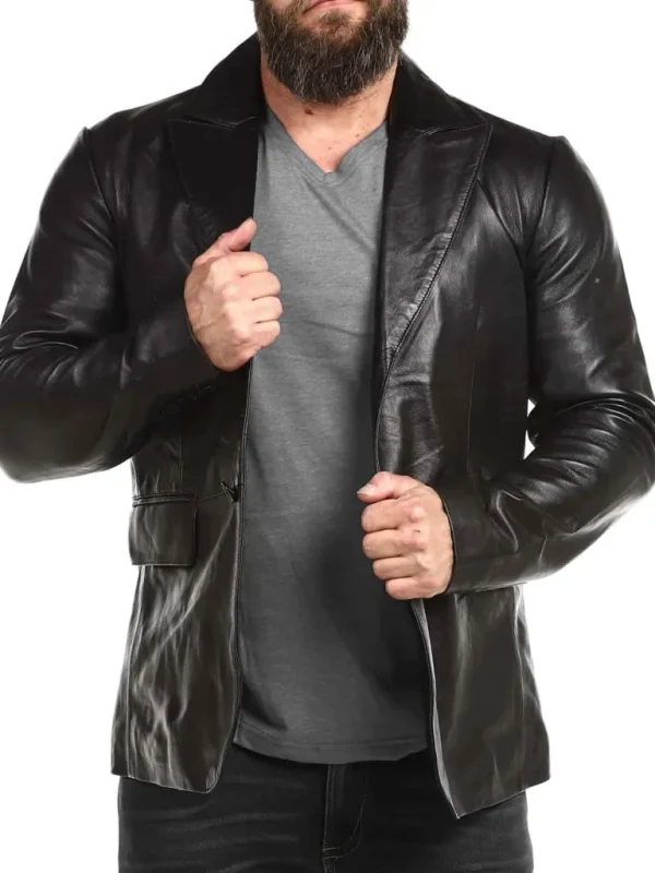 Rd Leather Blazer - Sort^* Discount