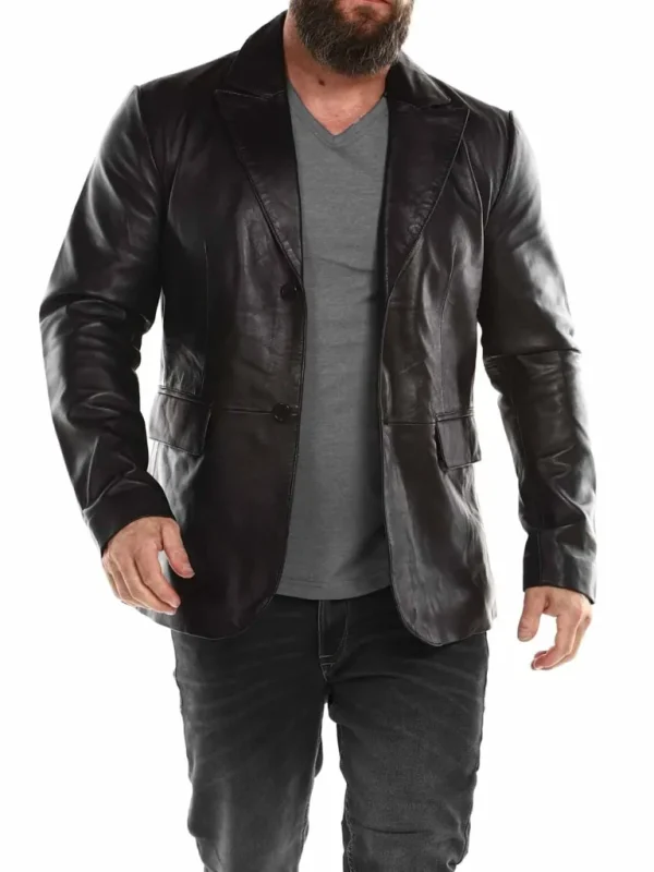 Rd Leather Blazer - Sort^* Discount