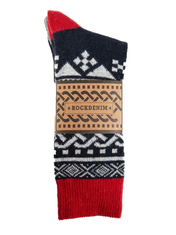 Rd 2-Pack Viking UldStrømper - Bla/Sort^* Cheap