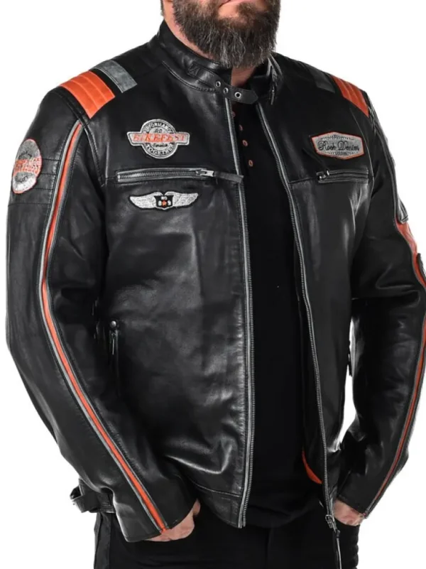 Rd Premium Rider Skindjakke - Sort/Orange^* Cheap