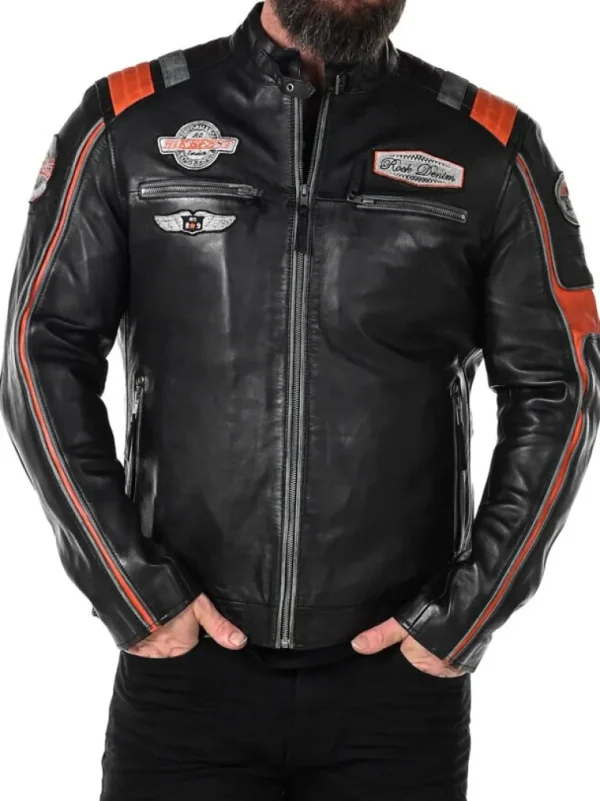 Rd Premium Rider Skindjakke - Sort/Orange^* Cheap