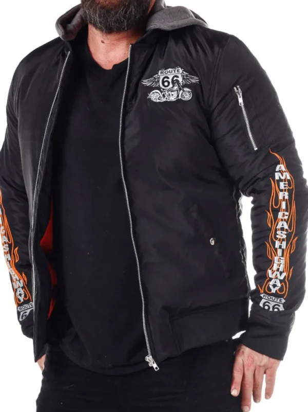 Rd Route 66 Bomberjakke - Sort^* Cheap